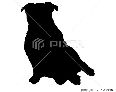 正面を向いて座る犬のシルエットのイラスト素材