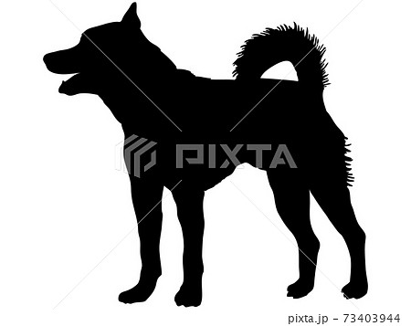 立っている犬の横顔シルエット 2のイラスト素材