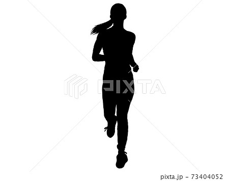 ジョギングをする女性シルエット 正面5のイラスト素材