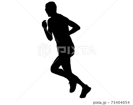 ジョギングをする男性シルエット 横顔1のイラスト素材