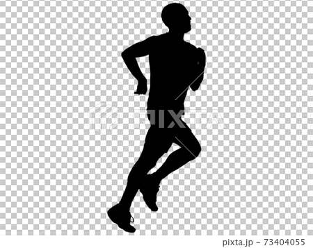 ジョギングをする男性シルエット 横顔2のイラスト素材