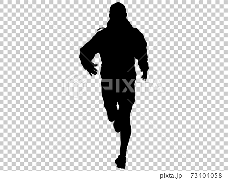ジョギングをする男性シルエット 正面3のイラスト素材