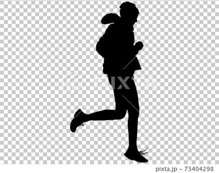 ジョギングをする女性シルエット 横顔4のイラスト素材