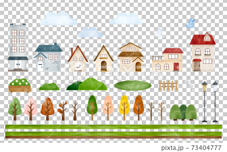 Set of cityscape parts watercolor style illustration Set of cityscape parts watercolor style illustration 73404777