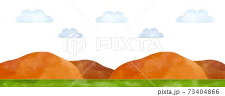 紅葉した山の景色 水彩風イラストのイラスト素材