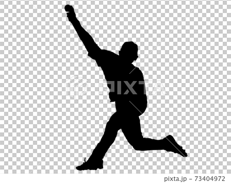 ボールを投げるピッチャーのシルエットのイラスト素材