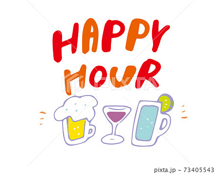 ハッピーアワー　お酒　アルコール　グラス　ビール　ワイン　サワー 73405543