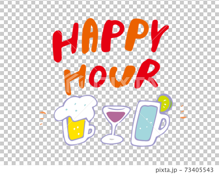 ハッピーアワー　お酒　アルコール　グラス　ビール　ワイン　サワー 73405543