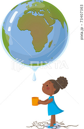 アフリカの砂漠化 地球温暖化と女の子 Sdgsのイラスト素材