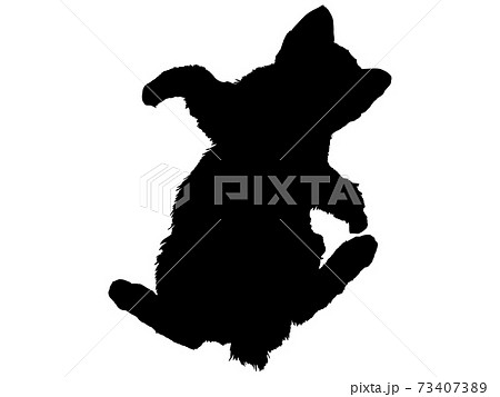仰向けに寝転ぶ猫のシルエット 2のイラスト素材