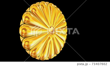 金色の日本の国章菊花紋章（十六八重表菊） 73407602