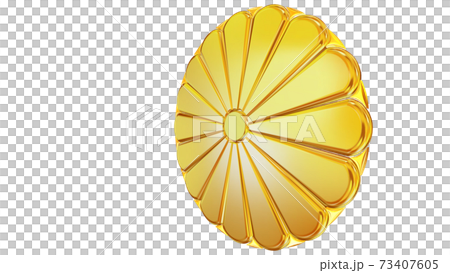 金色の日本の国章菊花紋章（十六八重表菊） 73407605