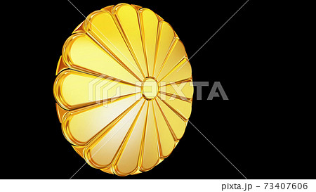 金色の日本の国章菊花紋章（十六八重表菊） 73407606
