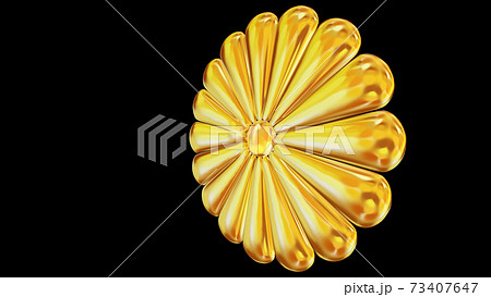 金色の日本の国章菊花紋章（十六一重表菊） 73407647