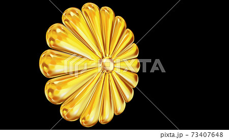 金色の日本の国章菊花紋章（十六一重表菊） 73407648