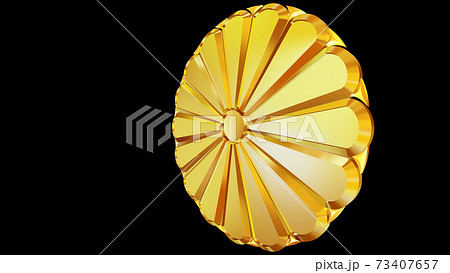 金色の日本の国章菊花紋章（十六八重表菊） 73407657