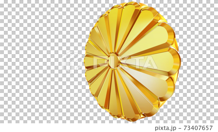 金色の日本の国章菊花紋章（十六八重表菊） 73407657