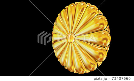 金色の日本の国章菊花紋章（十六八重表菊） 73407660