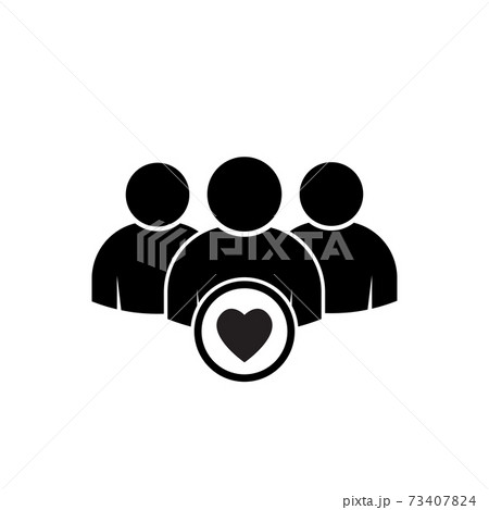Happy business team icon vector. Management business team leader sign. Heart group icon. Health care management. For your web site design, logo, app, UI. illustration 73407824