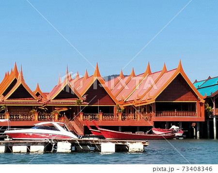 view of fishing village Ko Panyi (Koh Panyee) in Phang Nga Bay, Thailand. view of fishing village Ko Panyi (Koh Panyee) in Phang Nga Bay, Thailand. 73408346