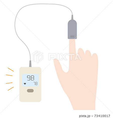 パルスオキシメーターで血中酸素濃度を測定するイラスト 73410017