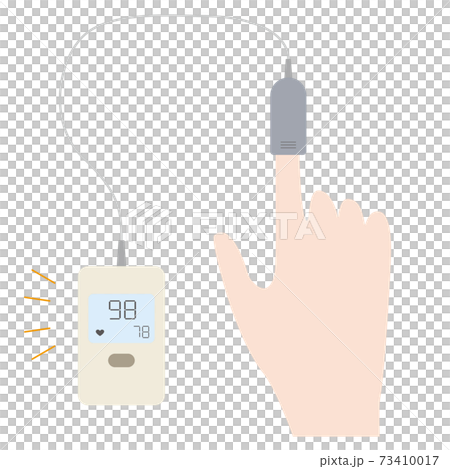パルスオキシメーターで血中酸素濃度を測定するイラスト 73410017