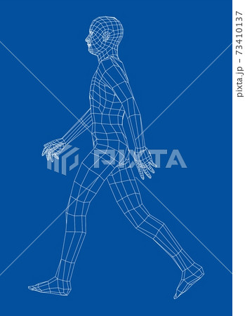 Wireframe walking man. Vector Wireframe walking man. Vector 73410137