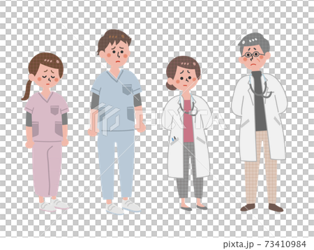 医療従事者　辛い　表情　セット 73410984