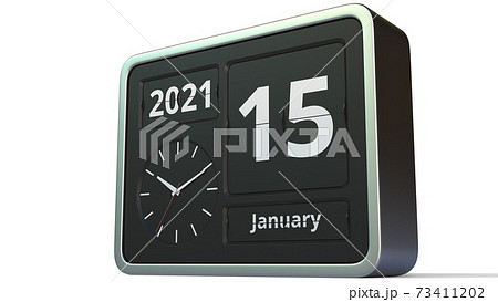 January 15 date on the flip clock calendar, 3d rendering January 15 date on the flip clock calendar, 3d rendering 73411202