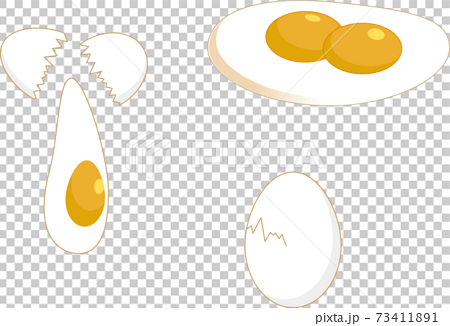 色々な形の生卵セットのイラスト素材