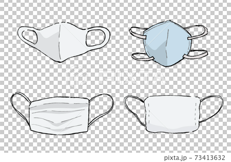 Front illustration of masks with different shapes and materials 73413632