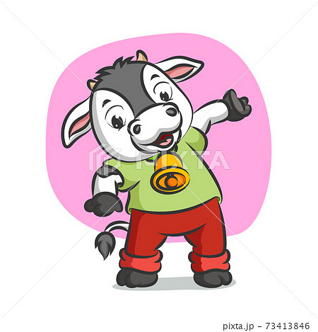 The Cow With The Bell Is Doing The Warming Up のイラスト素材