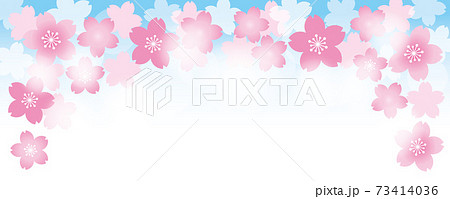 青空と鮮やかな桜の花の背景イラスト素材 青空と鮮やかな桜の花の背景イラスト素材 73414036