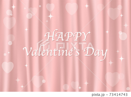 バレンタインカード ピンクの布の上にhappy Valentine S Dayの文字 のイラスト素材