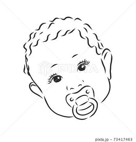 a child with a pacifier vector sketch illustration 73417463