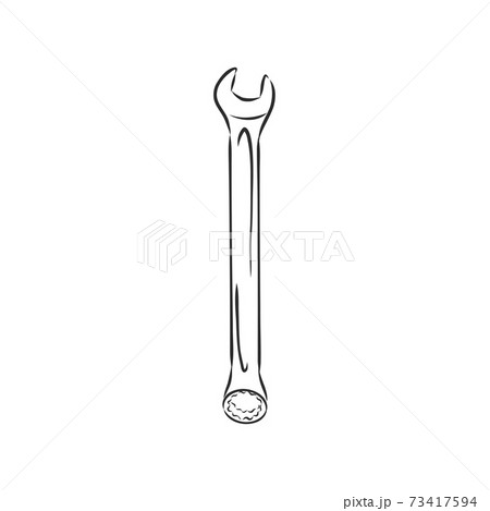 wrench, vector sketch illustration. Wrench. Hand drawn in a graphic style. Vintage vector engraving illustration for poster, web. Isolated on white background wrench, vector sketch illustration. Wrench. Hand drawn in a graphic style. Vintage vector engraving illustration for poster, web. Isolated on white background 73417594