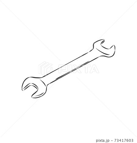 wrench, vector sketch illustration. Wrench. Hand drawn in a graphic style. Vintage vector engraving illustration for poster, web. Isolated on white background wrench, vector sketch illustration. Wrench. Hand drawn in a graphic style. Vintage vector engraving illustration for poster, web. Isolated on white background 73417603