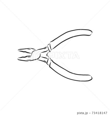 Pliers pincers hand tool isolated on white background. Vector illustration, pliers vector sketch illustration Pliers pincers hand tool isolated on white background. Vector illustration, pliers vector sketch illustration 73418147