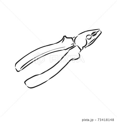 Pliers pincers hand tool isolated on white background. Vector illustration, pliers vector sketch illustration 73418148