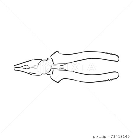 Pliers pincers hand tool isolated on white background. Vector illustration, pliers vector sketch illustration 73418149