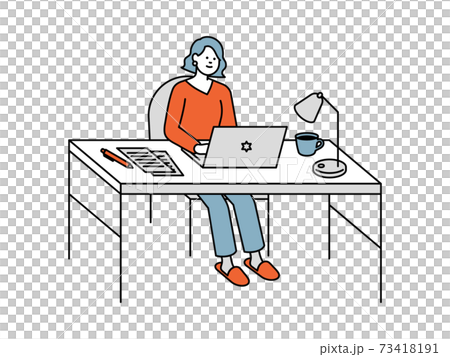 在計算機上遠程辦公的女人 73418191