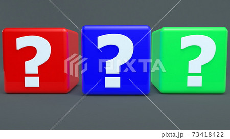 Three colorful cubes with question mark concept Three colorful cubes with question mark concept 73418422