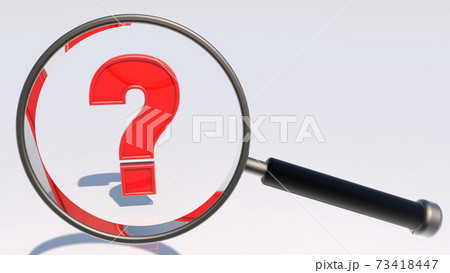 Magnifying glass on red question mark 73418447