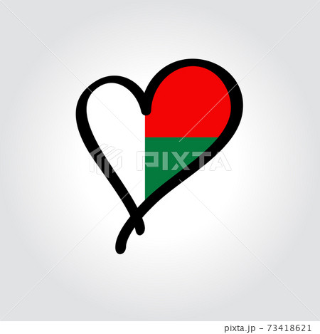 Madagascar flag heart-shaped hand drawn logo. Vector illustration. Madagascar flag heart-shaped hand drawn logo. Vector illustration. 73418621