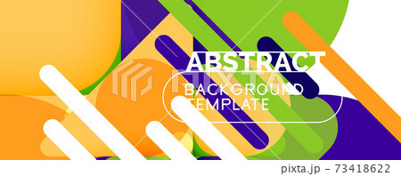 Flat geometric round shapes and dynamic lines, abstract background. Vector illustration for placards, brochures, posters and banners 73418622
