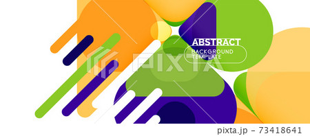 Flat geometric round shapes and dynamic lines, abstract background. Vector illustration for placards, brochures, posters and banners Flat geometric round shapes and dynamic lines, abstract background. Vector illustration for placards, brochures, posters and banners 73418641