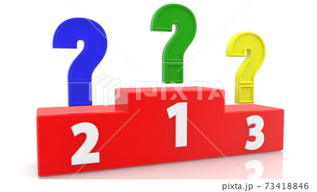Concept of winner podium with colorful Question marks Concept of winner podium with colorful Question marks 73418846