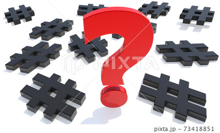 Concept of question mark with hashtags around 73418851