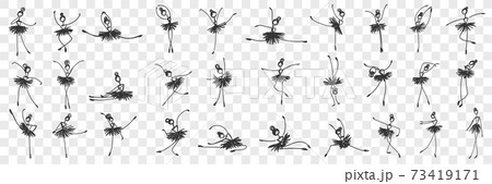 Women ballerina dancing doodle set 73419171