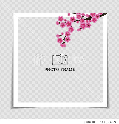 Holiday Background Photo Frame Template. Sarura, plum flower background for post in Social Network. Vector Illustration EPS10 73420639